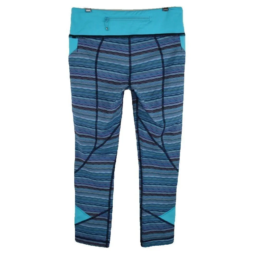 lululemon Pace Rival Crops Size 6 in Space Dye Twist Naval Blue Peacock Blue